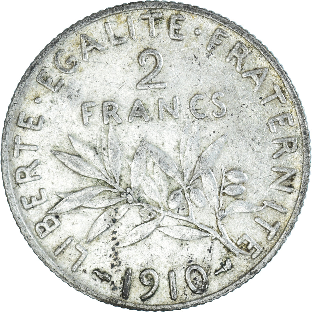 Moeda, França, Semeuse, 2 Francs, 1910, Paris, VF(30-35), Prata, KM:845.1