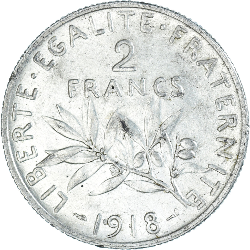 Coin, France, Semeuse, 2 Francs, 1918, Paris, AU(55-58), Silver, KM:845.1