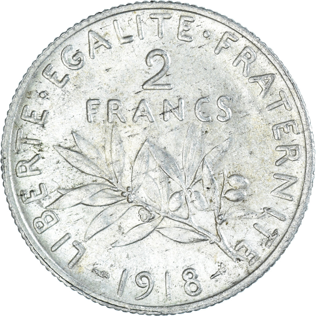 Coin, France, Semeuse, 2 Francs, 1918, Paris, AU(55-58), Silver, KM:845.1