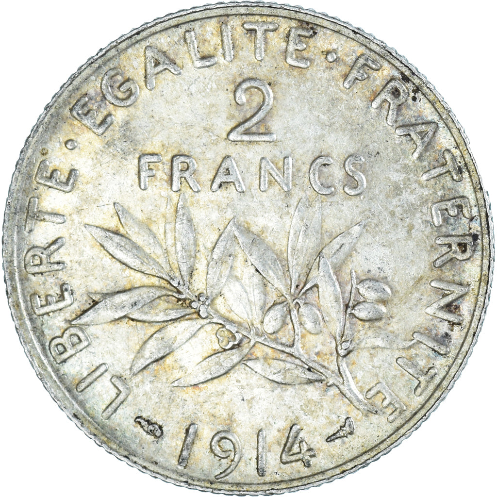 Moneta, Francja, Semeuse, 2 Francs, 1914, Paris, EF(40-45), Srebro, KM:845.1