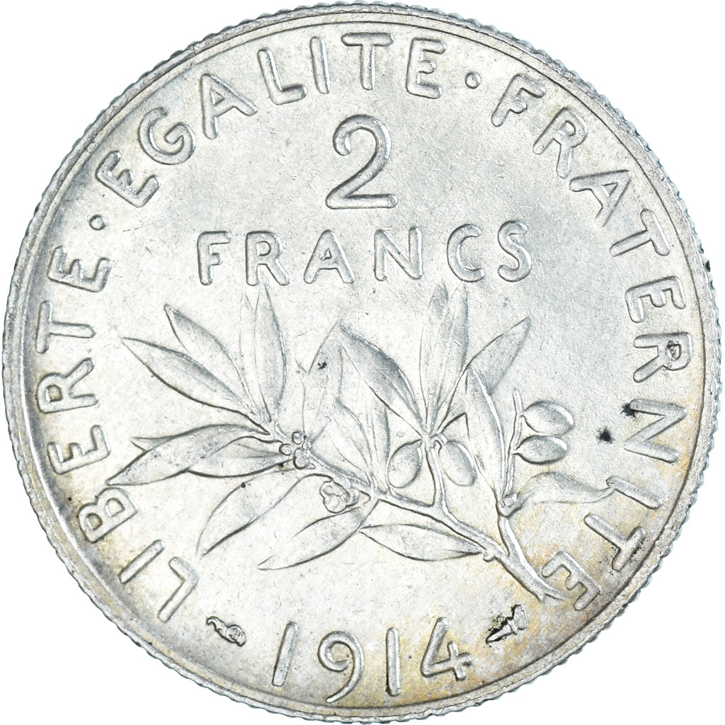 Coin, France, Semeuse, 2 Francs, 1914, Paris, AU(50-53), Silver, KM:845.1