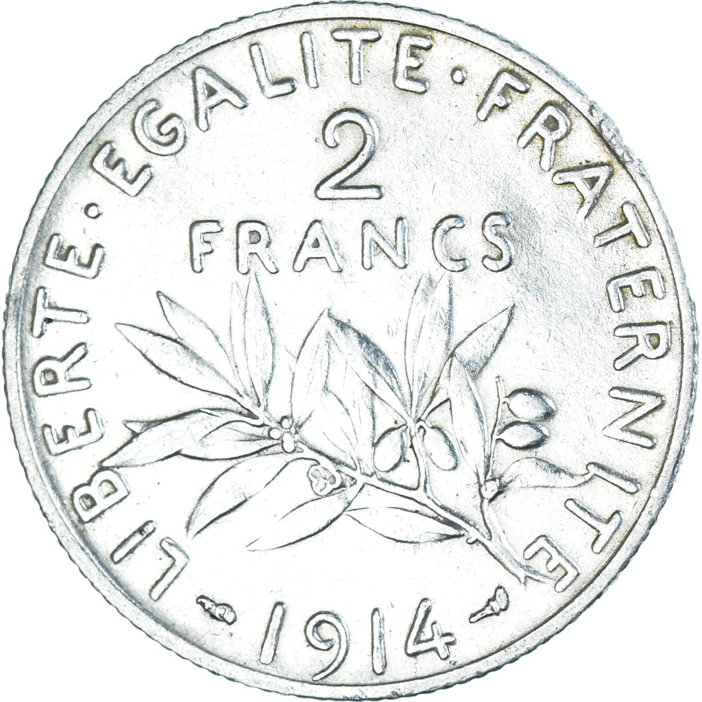 Coin, France, Semeuse, 2 Francs, 1914, Paris, AU(50-53), Silver, KM:845.1