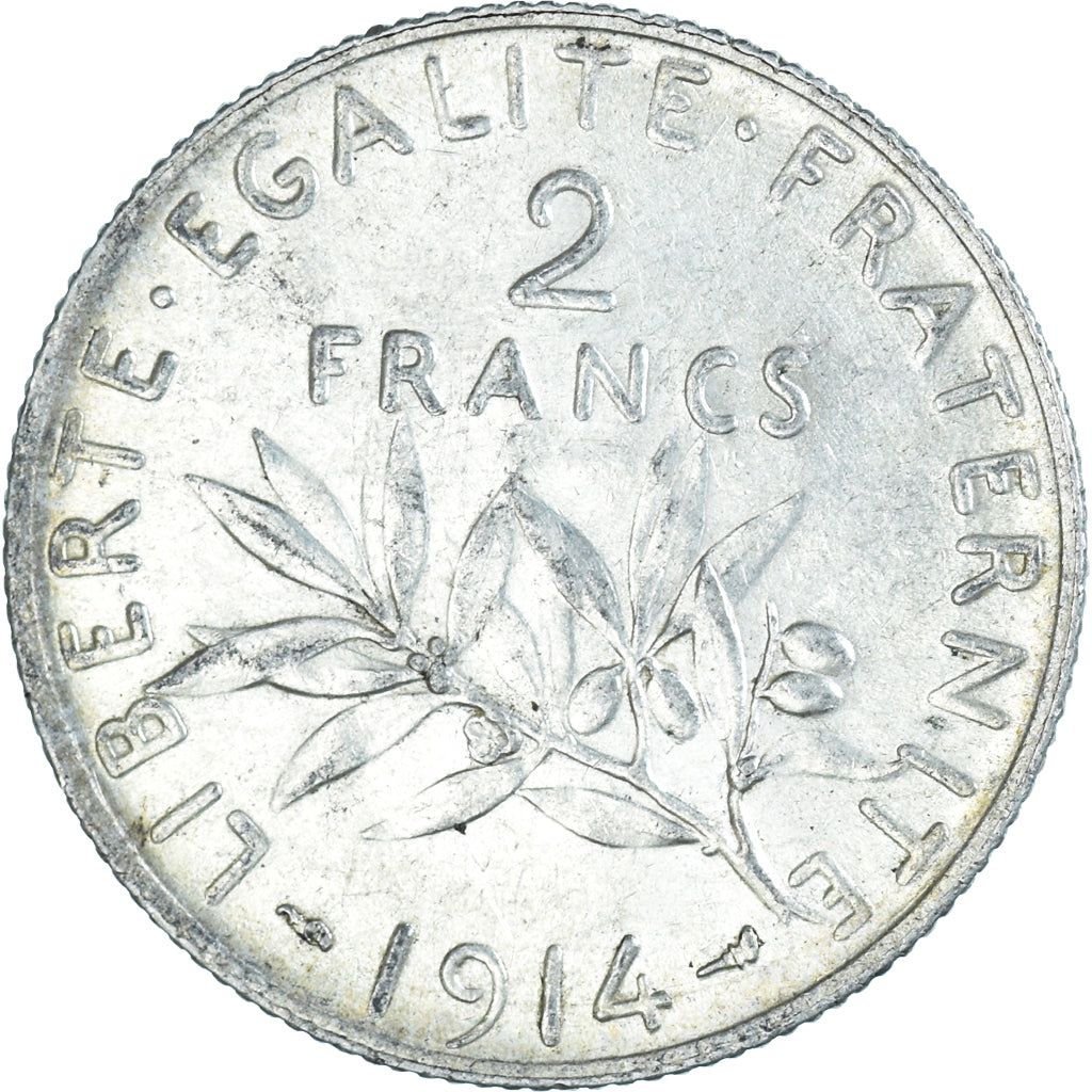 Coin, France, Semeuse, 2 Francs, 1914, Paris, AU(55-58), Silver, KM:845.1