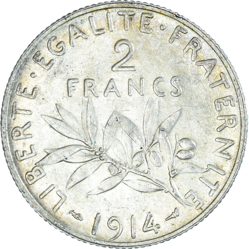 Coin, France, Semeuse, 2 Francs, 1914, Paris, AU(55-58), Silver, KM:845.1