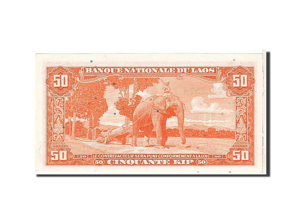 Lao, 50 Kip, 1957, KM #5a, UNC(63), AA362578