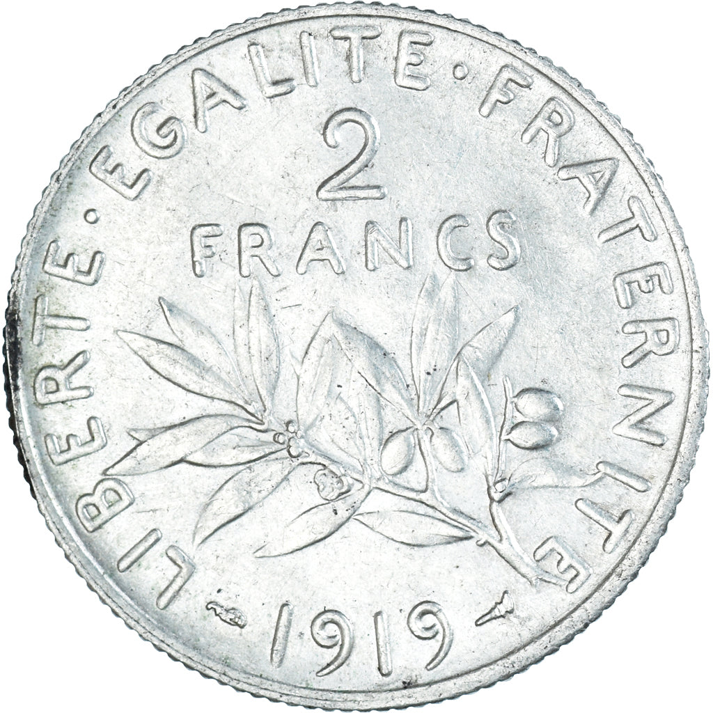 Coin, France, Semeuse, 2 Francs, 1919, Paris, AU(50-53), Silver, KM:845.1