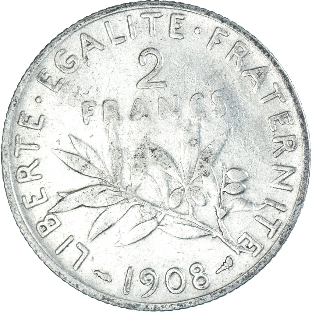 Monnaie, France, Semeuse, 2 Francs, 1908, Paris, TB, Argent, Gadoury:532