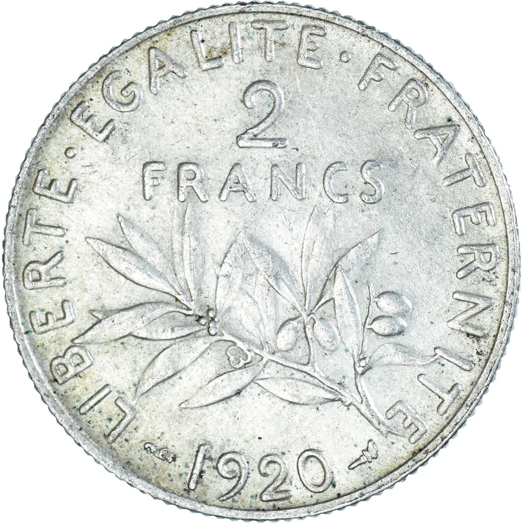 Coin, France, Semeuse, 2 Francs, 1920, Paris, AU(50-53), Silver, KM:845.1