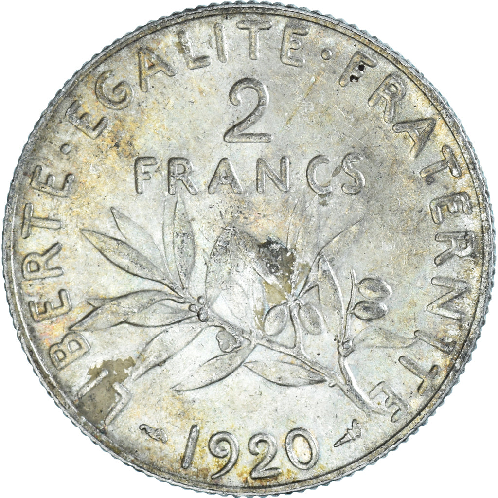 Coin, France, Semeuse, 2 Francs, 1920, Paris, AU(50-53), Silver, KM:845.1