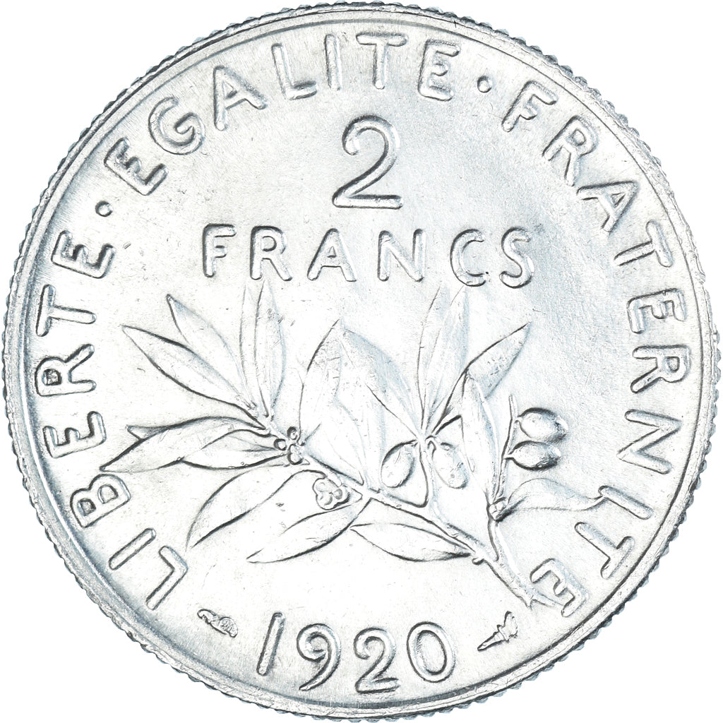 Coin, France, Semeuse, 2 Francs, 1920, Paris, AU(55-58), Silver, KM:845.1