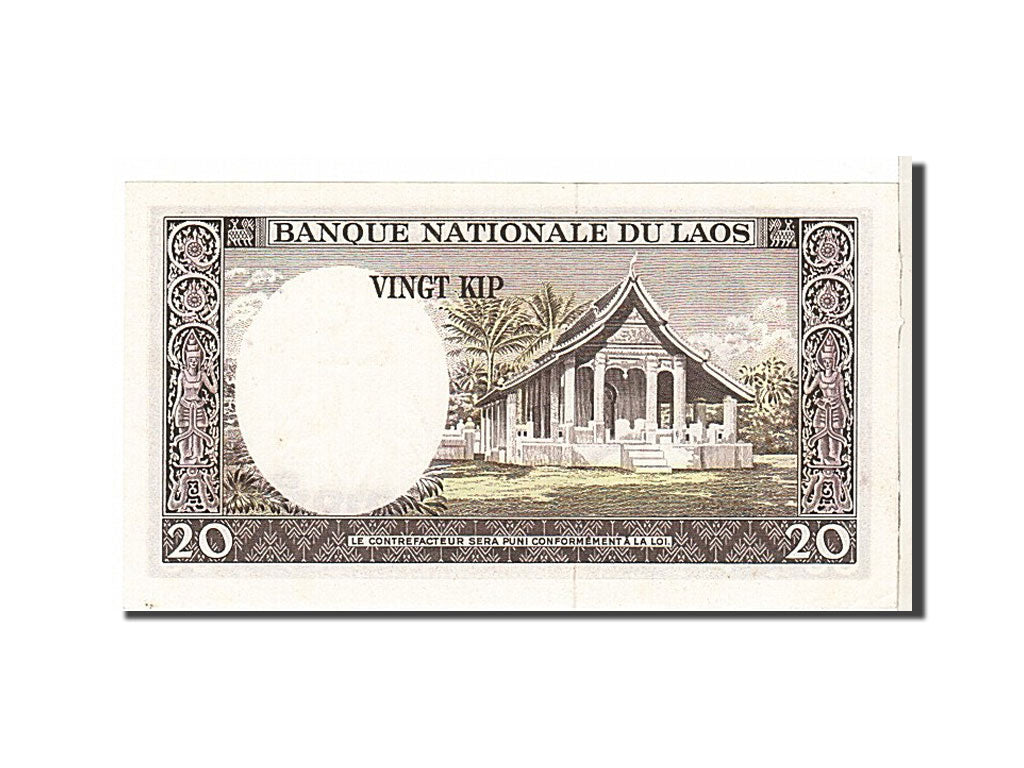 Lao, 20 Kip, 1963, KM #11b, UNC(63), 747295