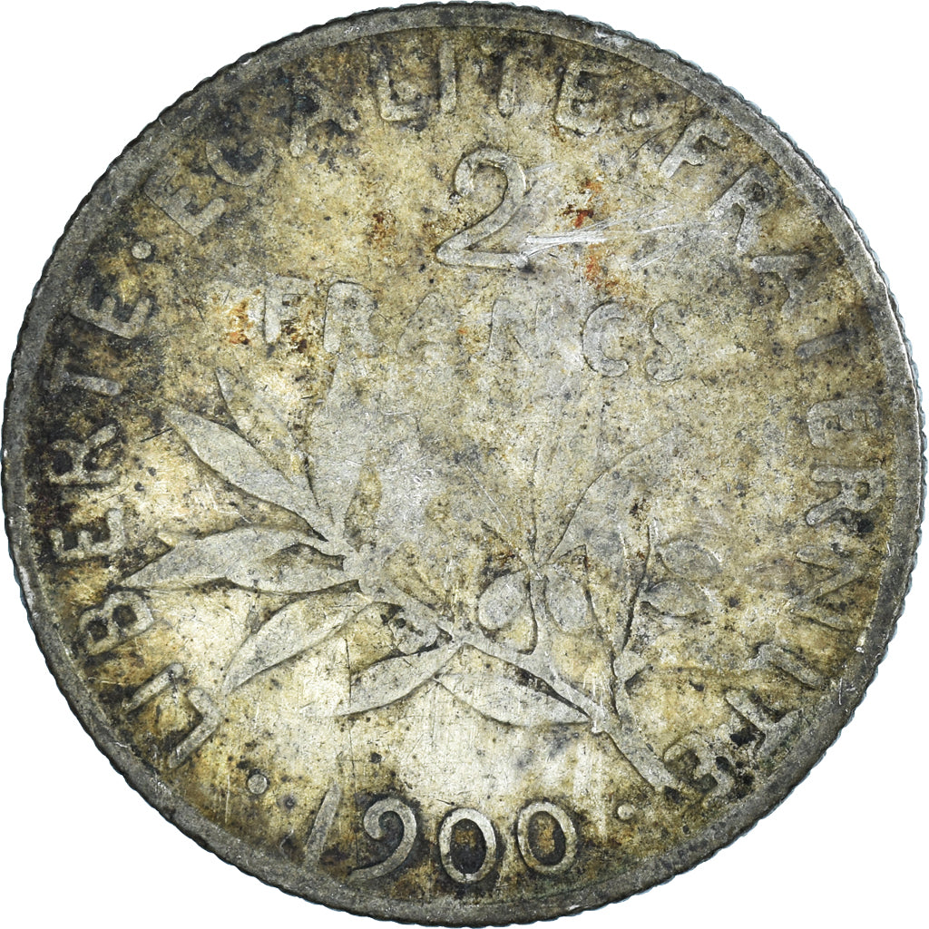 Munten, Frankrijk, Semeuse, 2 Francs, 1900, Paris, ZG+, Zilver, KM:845.1