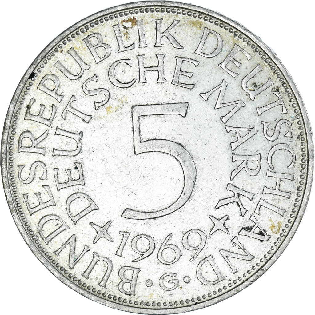 Moneta, GERMANIA - REPUBBLICA FEDERALE, 5 Mark, 1969, Karlsruhe, SPL-, Argento