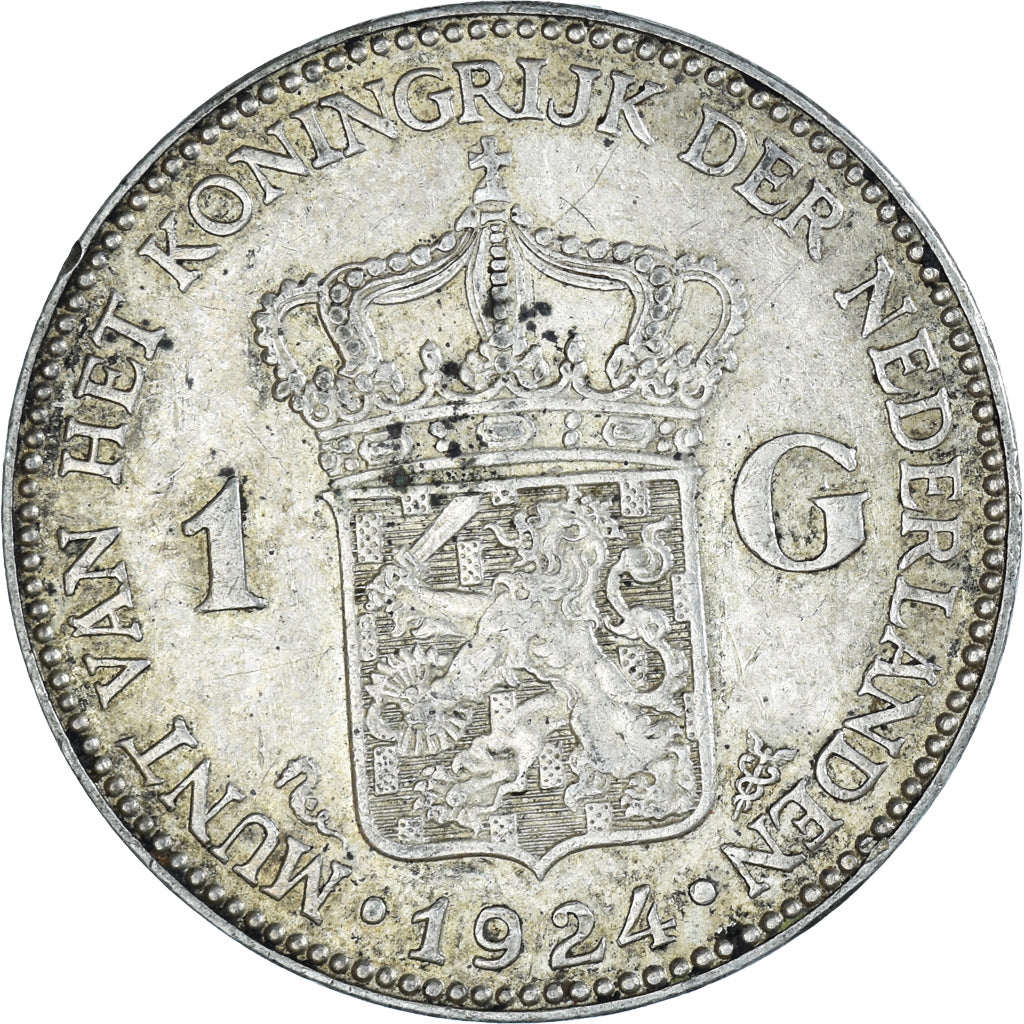 Coin, Netherlands, Wilhelmina I, Gulden, 1924, EF(40-45), Silver, KM:161.1