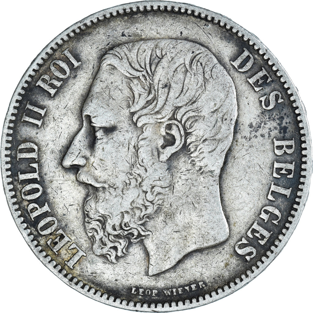 Coin, Belgium, Leopold II, 5 Francs, 5 Frank, 1876, VF(30-35), Silver, KM:24