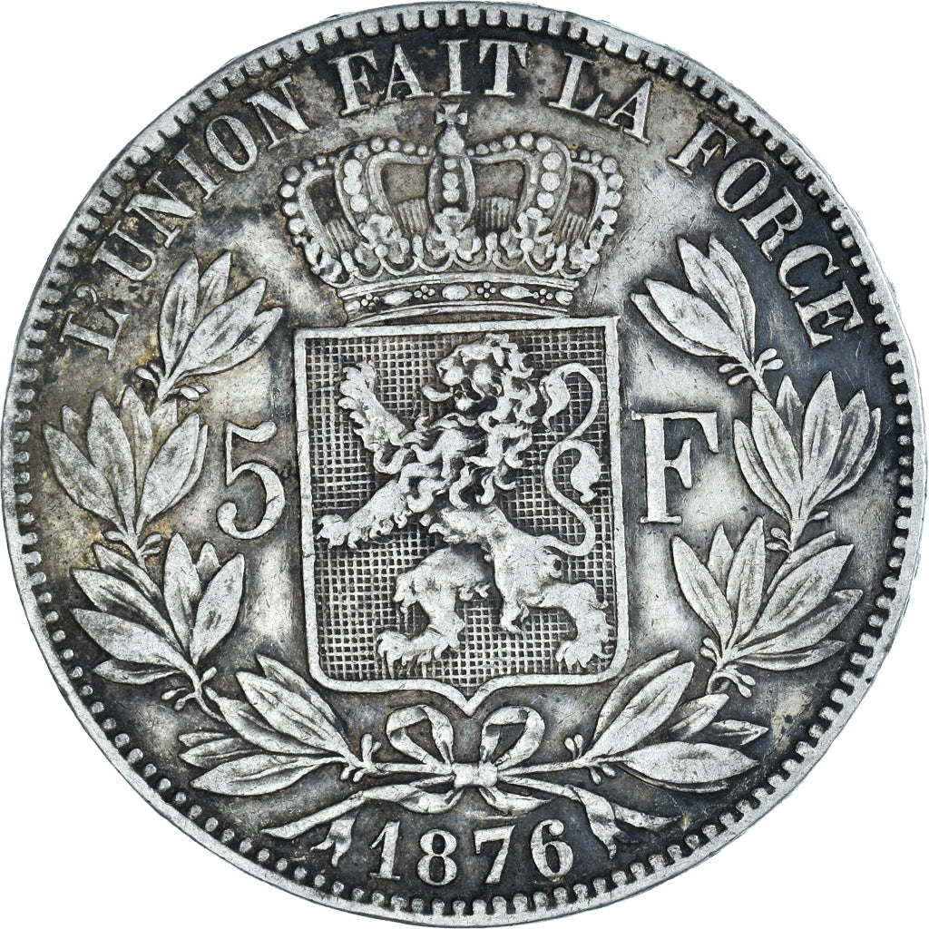 Coin, Belgium, Leopold II, 5 Francs, 5 Frank, 1876, VF(30-35), Silver, KM:24
