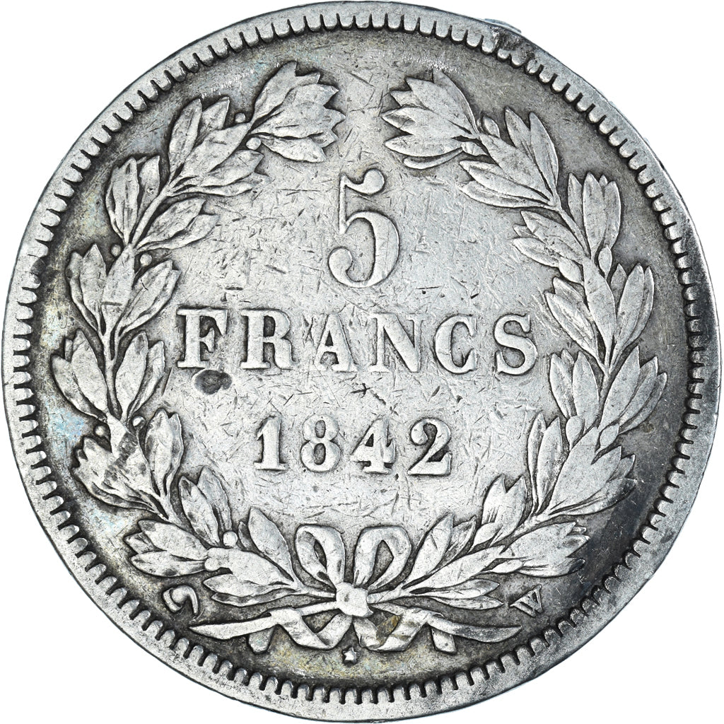 Coin, France, Louis-Philippe, 5 Francs, 1842, Lille, VF(30-35), Silver