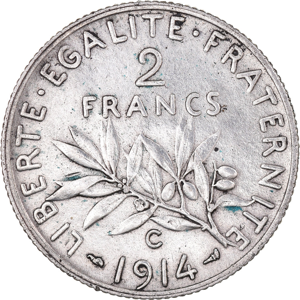 Moneta, Francia, Semeuse, 2 Francs, 1914, Castelsarrasin, BB, Argento, KM:845.2