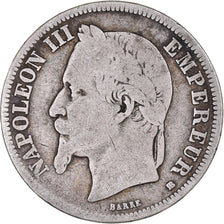 Coin, France, Napoleon III, 2 Francs, 1866, Strasbourg, F(12-15), Silver