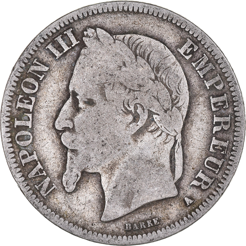 Moeda, França, Napoleon III, 2 Francs, 1866, Paris, F(12-15), Prata, KM:807.1
