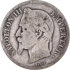 Moneta, Francja, Napoleon III, 2 Francs, 1867, Bordeaux, F(12-15), Srebro