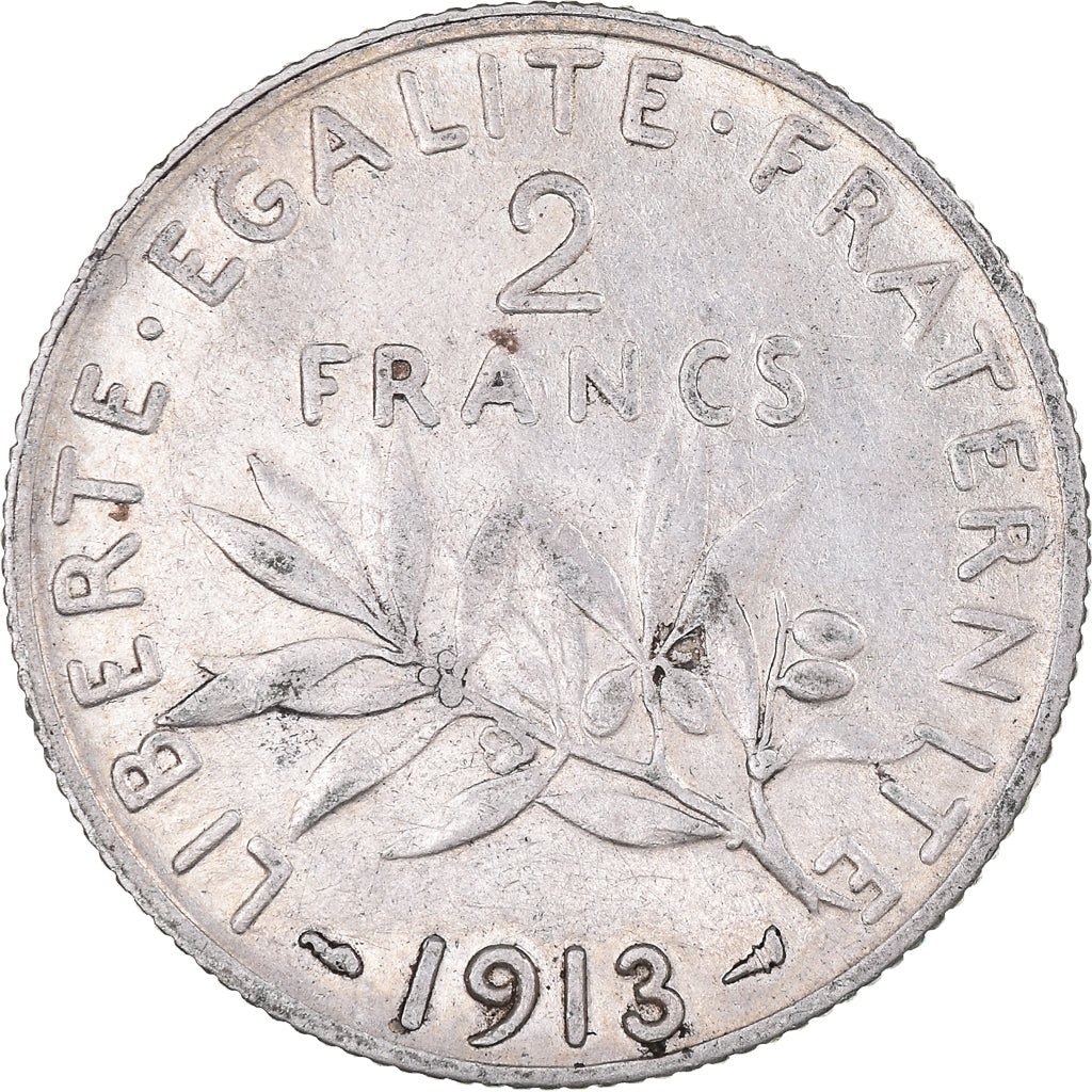 Munten, Frankrijk, Semeuse, 2 Francs, 1913, Paris, ZF, Zilver, KM:845.1