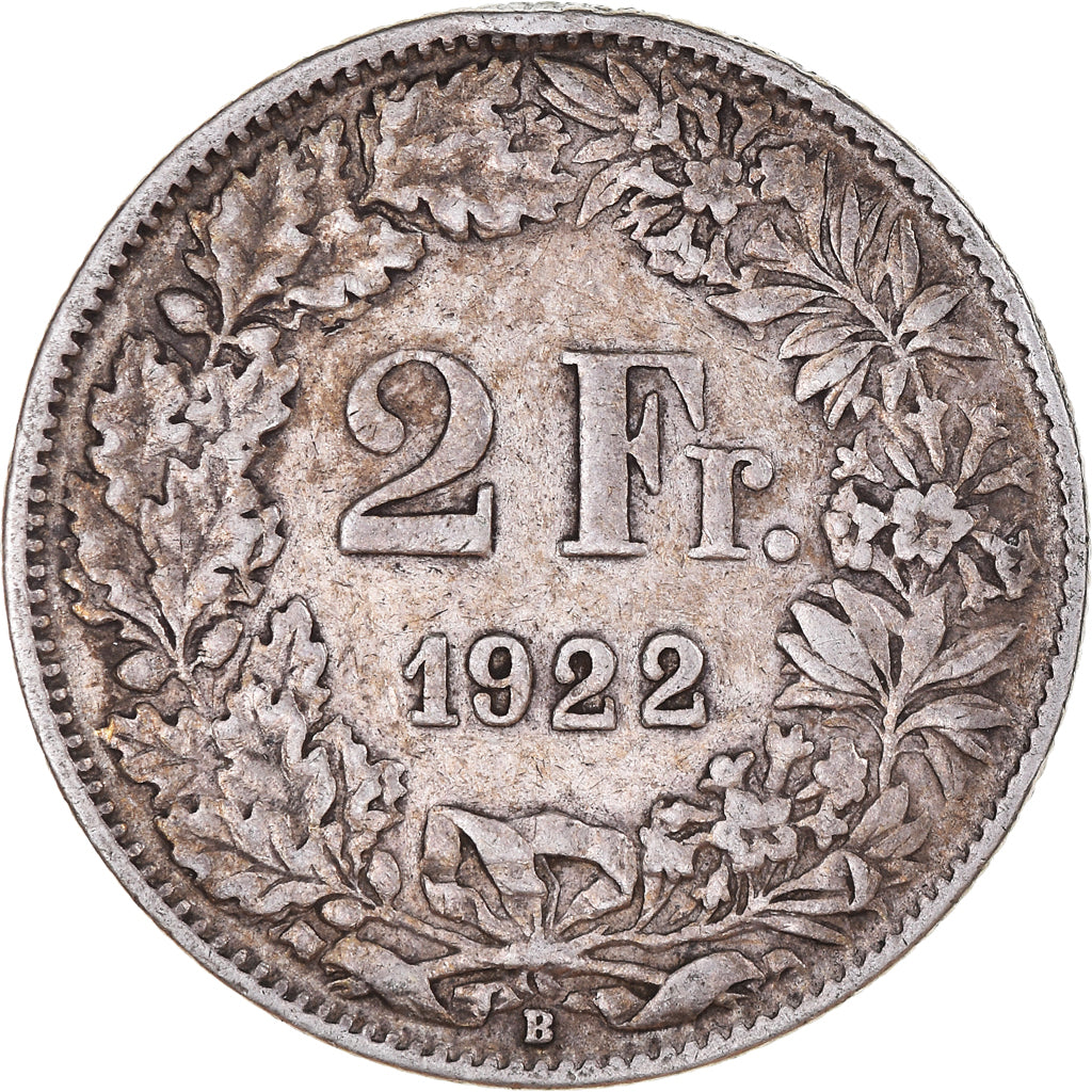 Moneta, Svizzera, 2 Francs, 1922, Bern, BB, Argento, KM:21