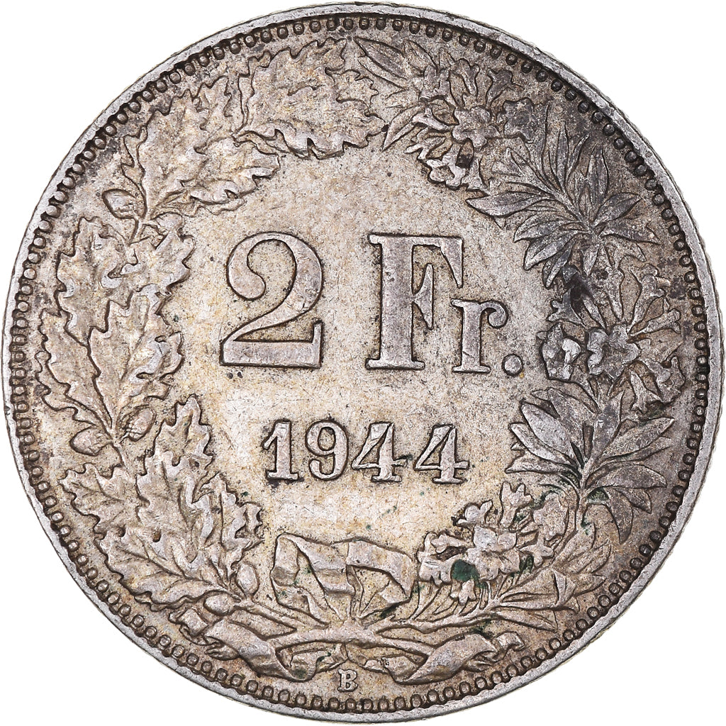 Moneta, Svizzera, 2 Francs, 1944, Bern, BB+, Argento, KM:21