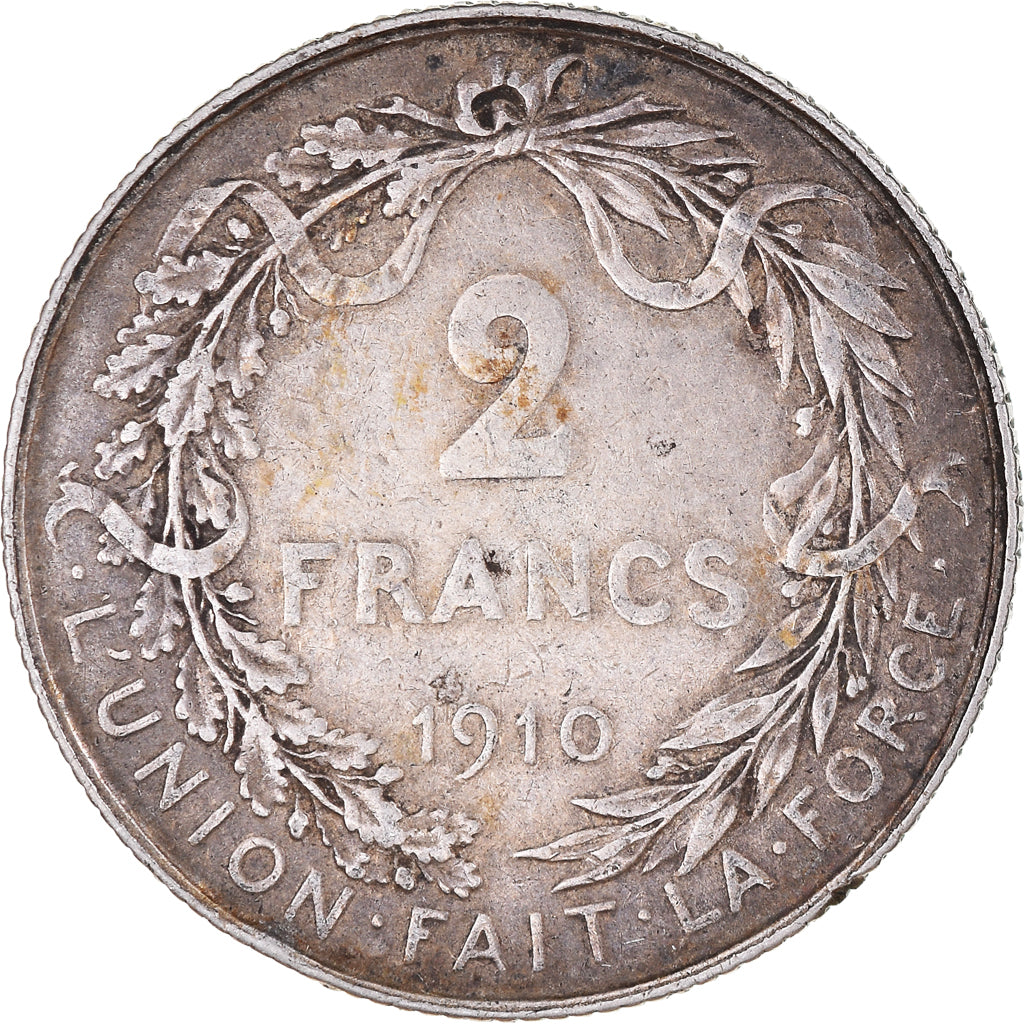 Münze, Belgien, 2 Francs, 2 Frank, 1910, SS, Silber, KM:74