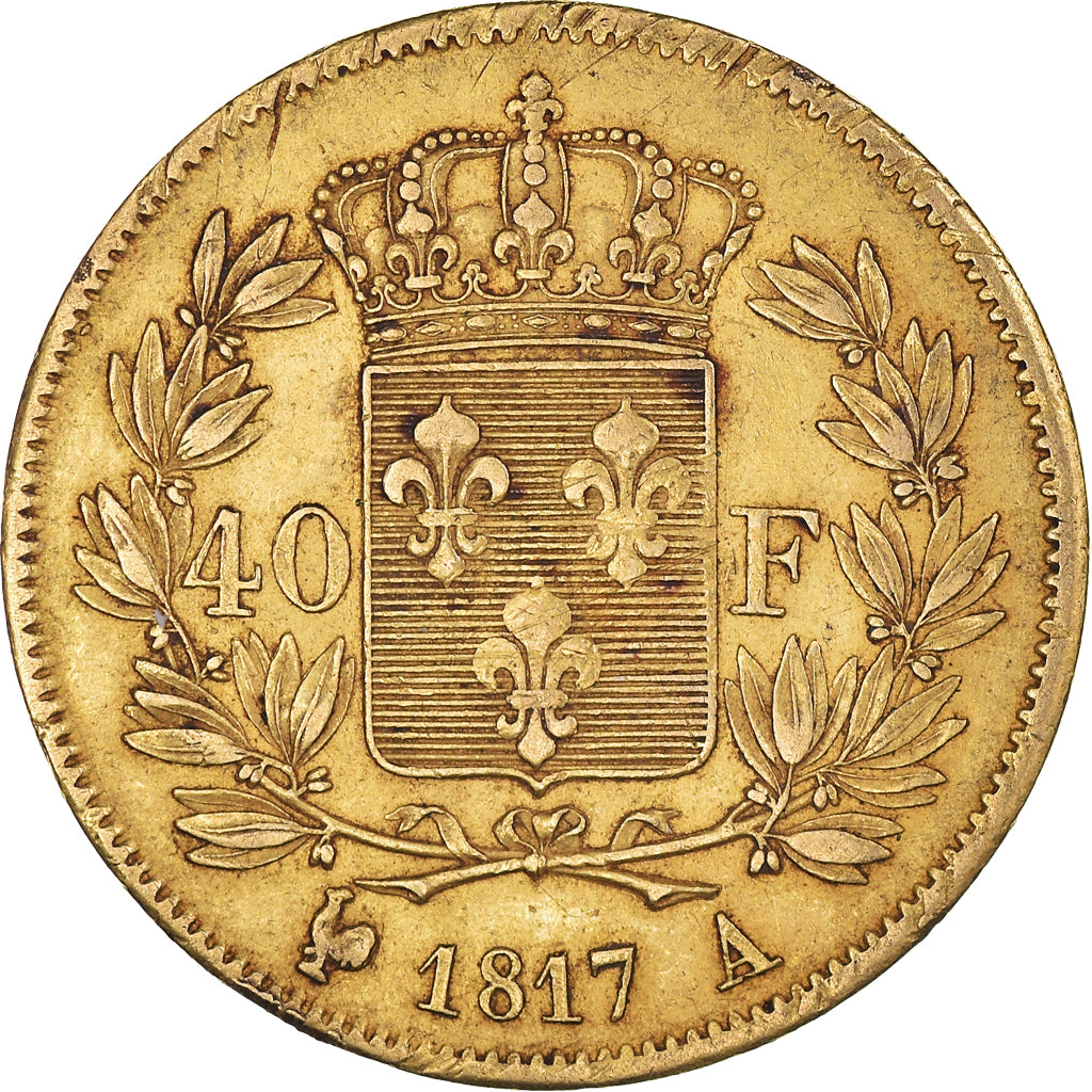 Coin, France, Louis XVIII, 40 Francs, 1817, Paris, EF(40-45), Gold, KM:713.1