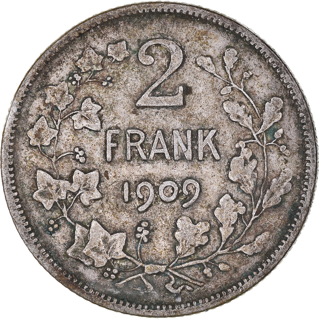 Coin, Belgium, 2 Francs, 2 Frank, 1909, VF(20-25), Silver, KM:59
