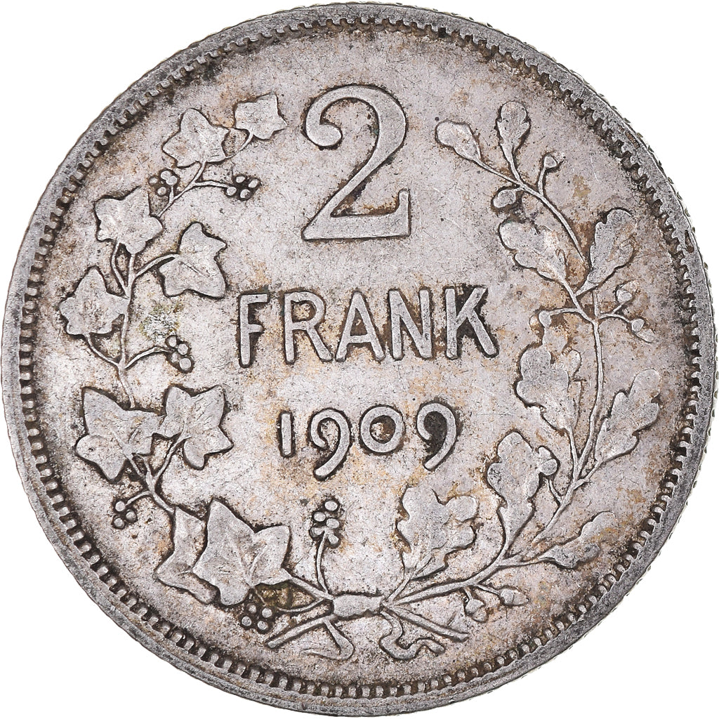 Moneta, Belgio, 2 Francs, 2 Frank, 1909, MB+, Argento, KM:59