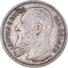 Münze, Belgien, 2 Francs, 2 Frank, 1909, S+, Silber, KM:59