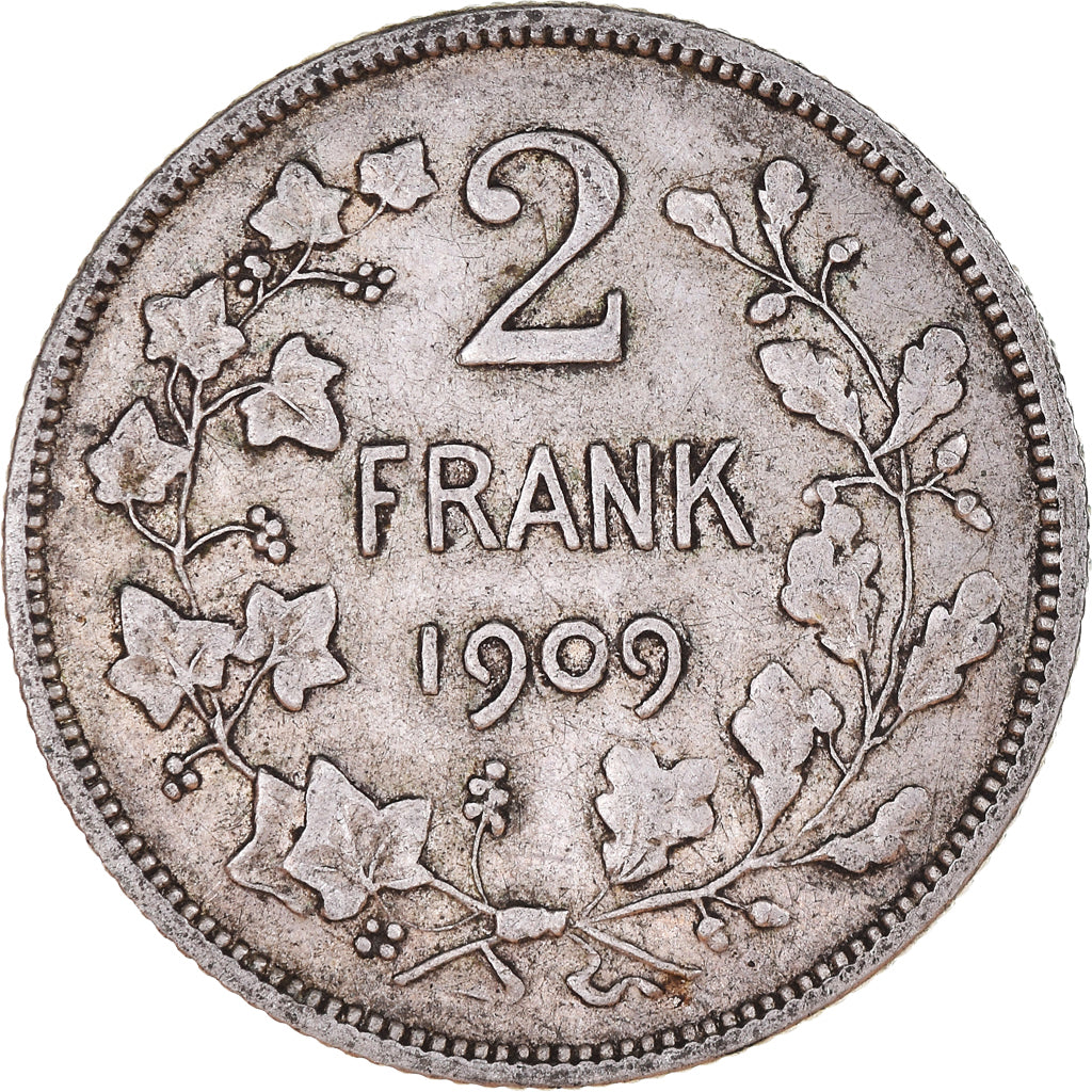 Münze, Belgien, 2 Francs, 2 Frank, 1909, S+, Silber, KM:59