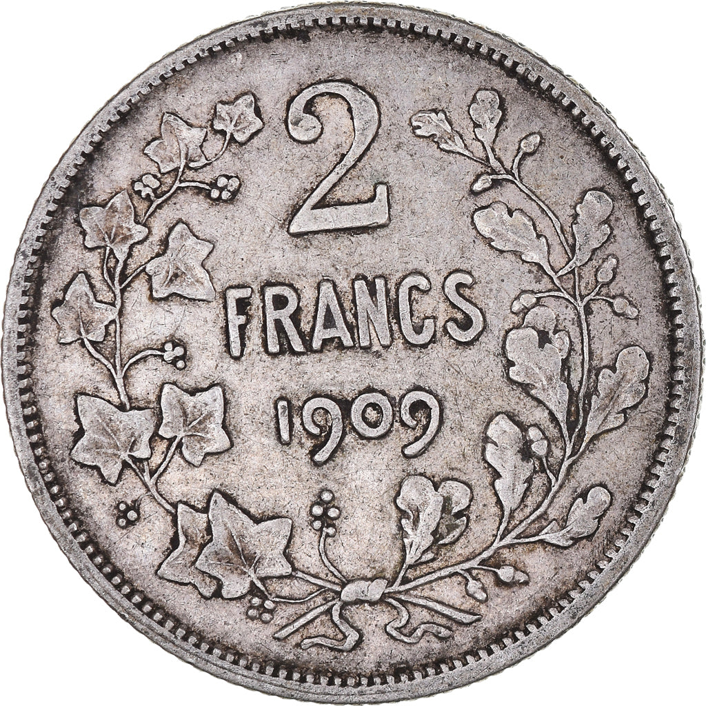Monnaie, Belgique, Leopold II, 2 Francs, 2 Frank, 1909, TB+, Argent, KM:58.1