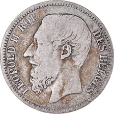 Moneta, Belgio, Leopold II, 2 Francs, 2 Frank, 1866, MB, Argento, KM:30.1