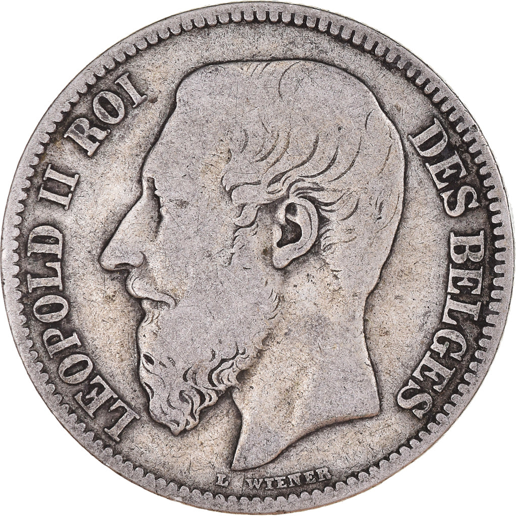 Coin, Belgium, Leopold II, 2 Francs, 2 Frank, 1867, VF(20-25), Silver, KM:30.2