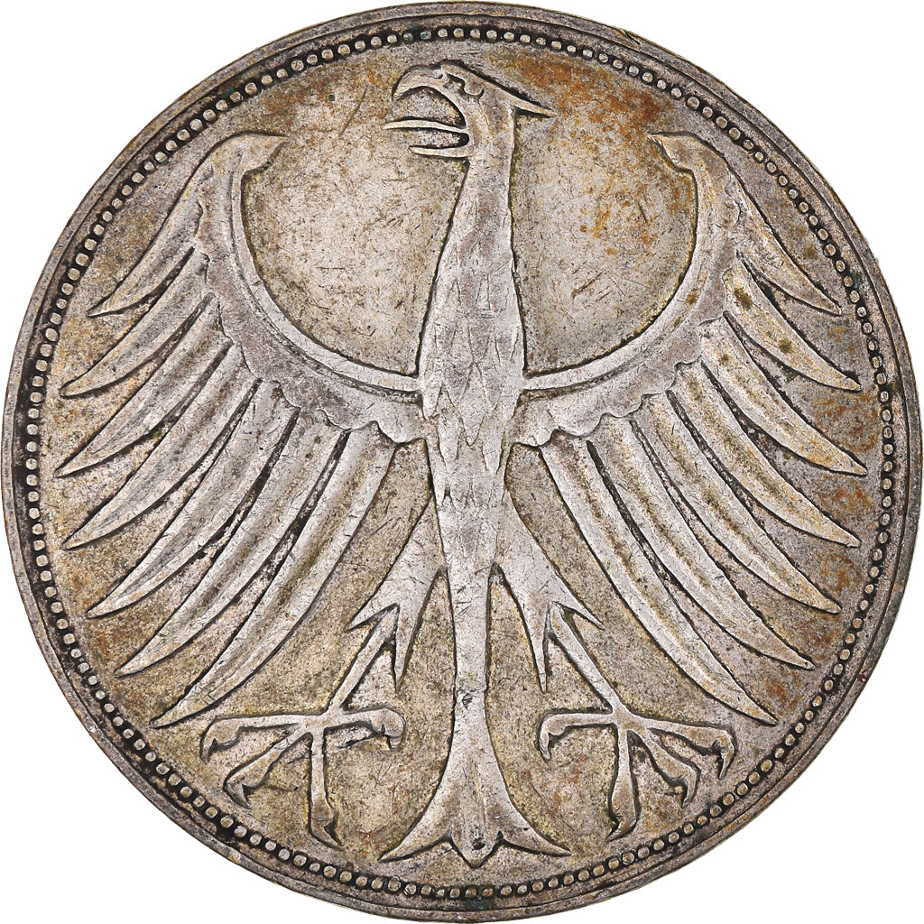 Moneta, GERMANIA - REPUBBLICA FEDERALE, 5 Mark, 1951, Hambourg, BB, Argento