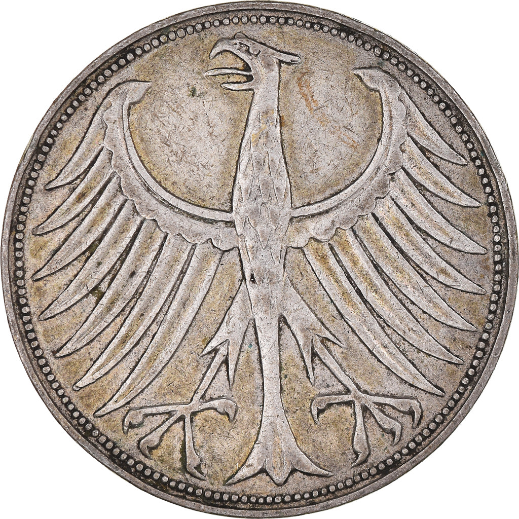 Moneda, ALEMANIA - REPÚBLICA FEDERAL, 5 Mark, 1951, Hambourg, MBC, Plata