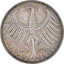 Moneda, ALEMANIA - REPÚBLICA FEDERAL, 5 Mark, 1951, Hambourg, MBC, Plata