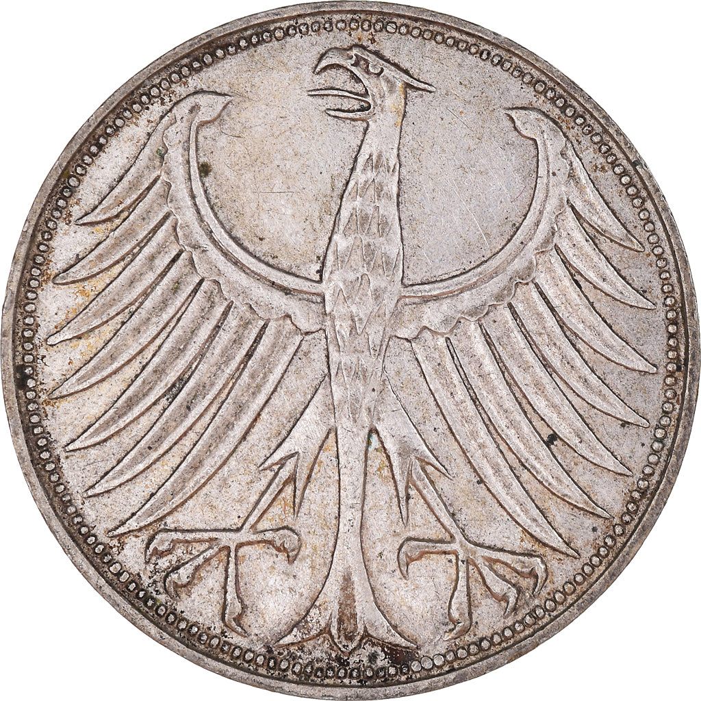 Moneta, GERMANIA - REPUBBLICA FEDERALE, 5 Mark, 1957, Munich, BB, Argento