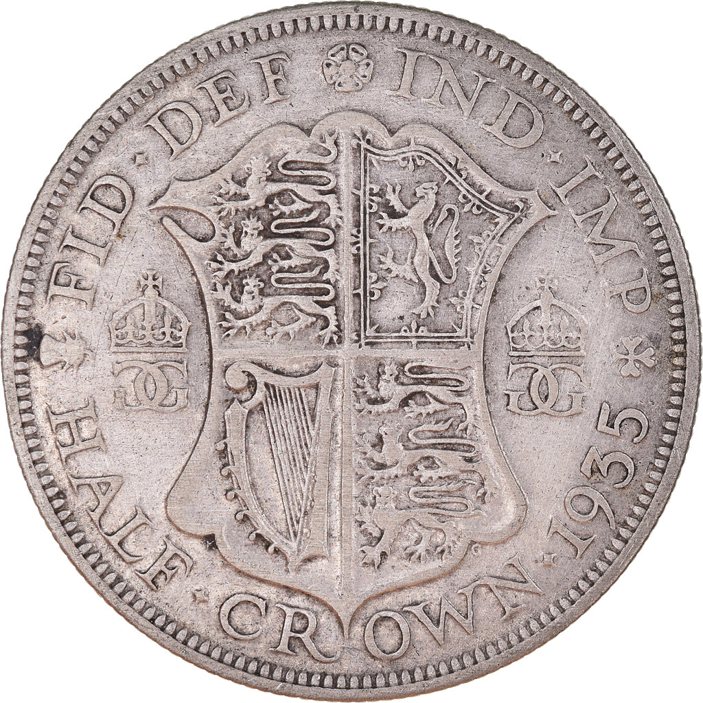 Moneta, Gran Bretagna, George V, 1/2 Crown, 1935, MB+, Argento, KM:835