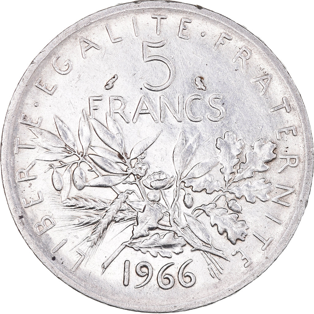 Münze, Frankreich, Semeuse, 5 Francs, 1966, VZ, Silber, KM:926, Gadoury:770