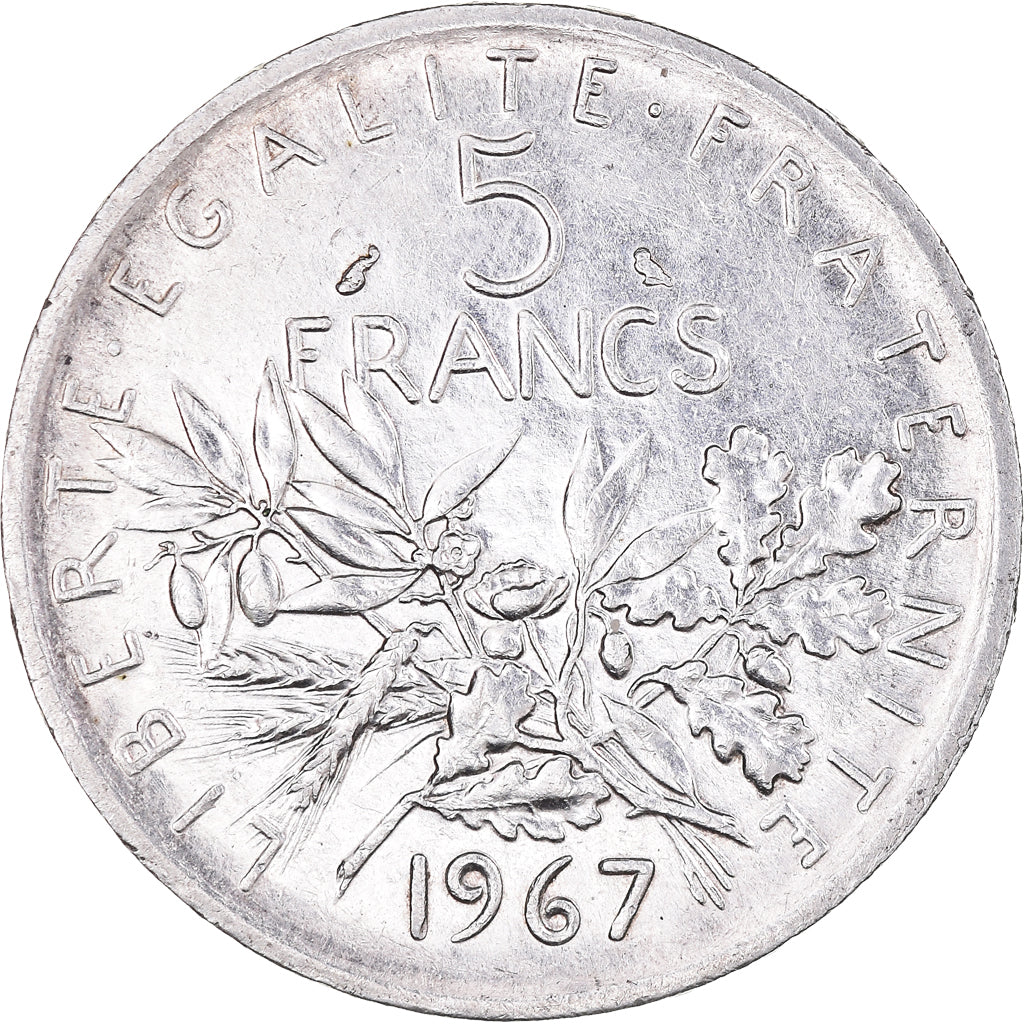 Münze, Frankreich, Semeuse, 5 Francs, 1967, Paris, VZ+, Silber, KM:926