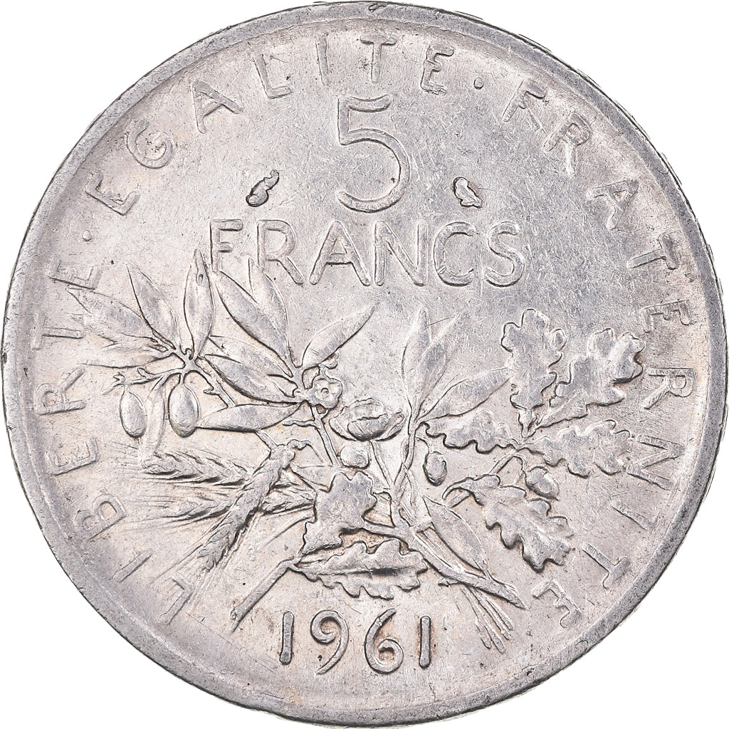 Moeda, França, Semeuse, 5 Francs, 1961, Paris, AU(55-58), Prata, KM:926