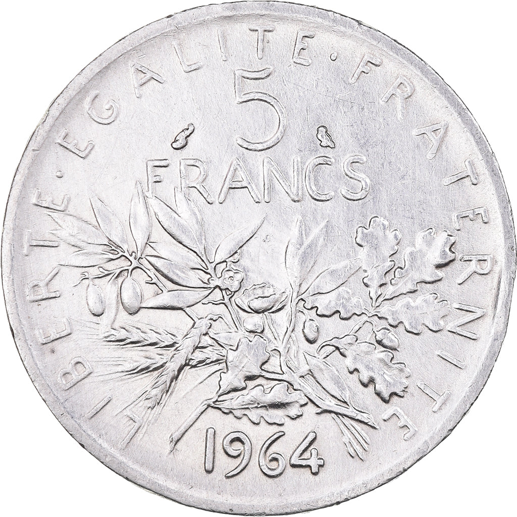 Moneta, Francia, Semeuse, 5 Francs, 1964, Paris, SPL-, Argento, KM:926