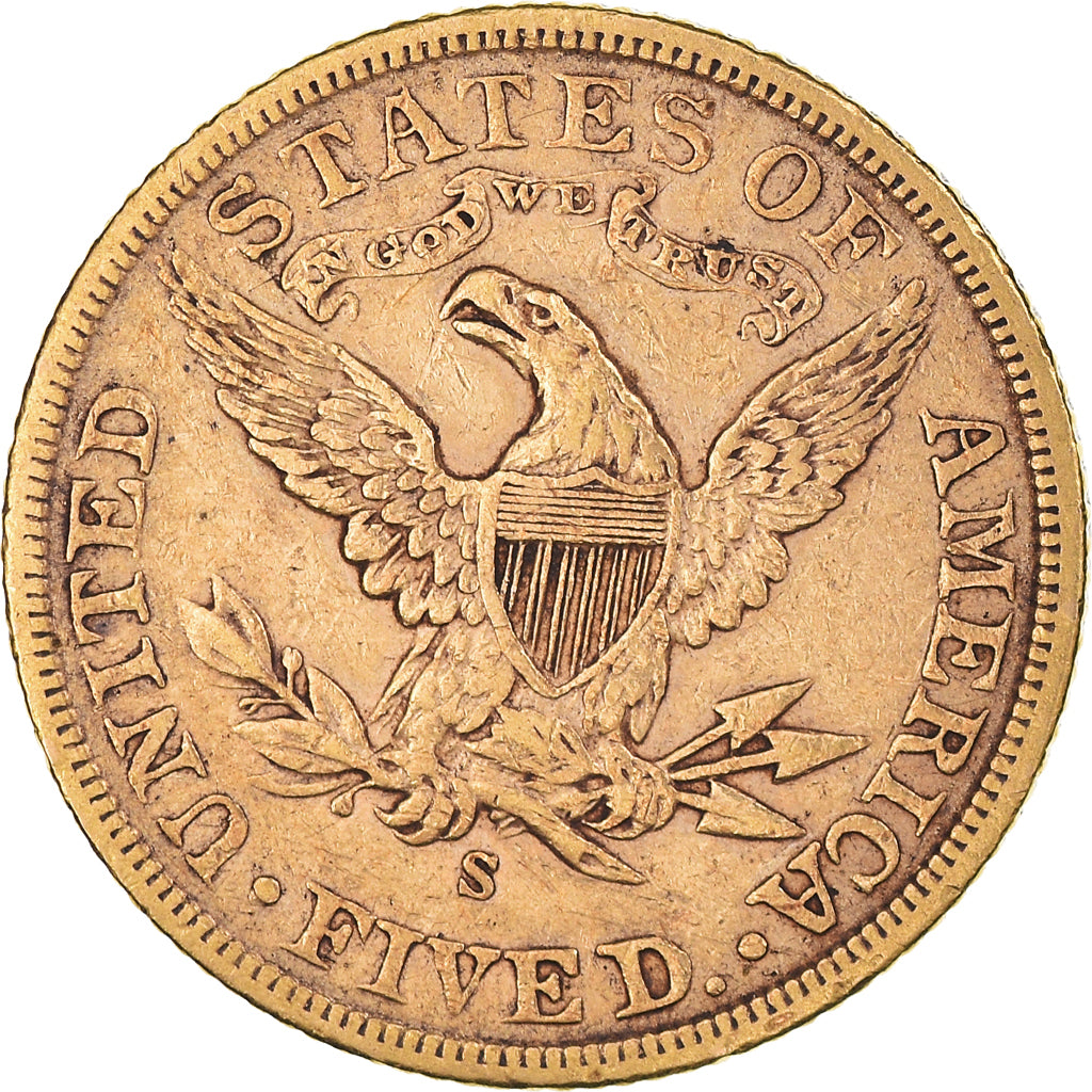 Moneta, Stati Uniti, Coronet Head, $5, Half Eagle, 1905, U.S. Mint, San