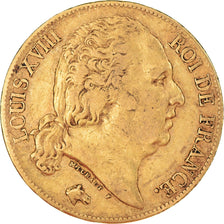 Munten, Frankrijk, Louis XVIII, Louis XVIII, 20 Francs, 1824, Paris, FR+, Goud