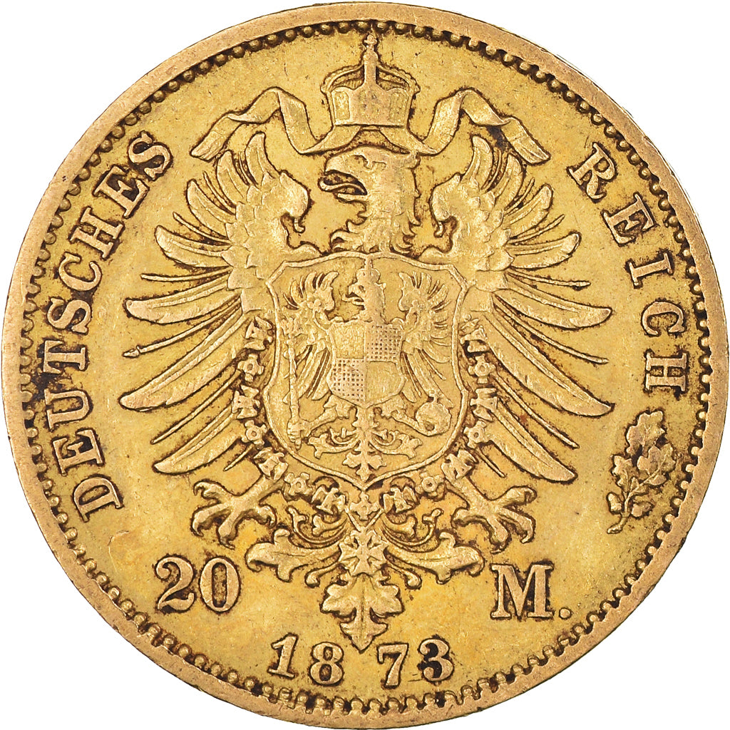Monnaie, Etats allemands, PRUSSIA, Wilhelm I, 20 Mark, 1873, Hannover, TTB, Or
