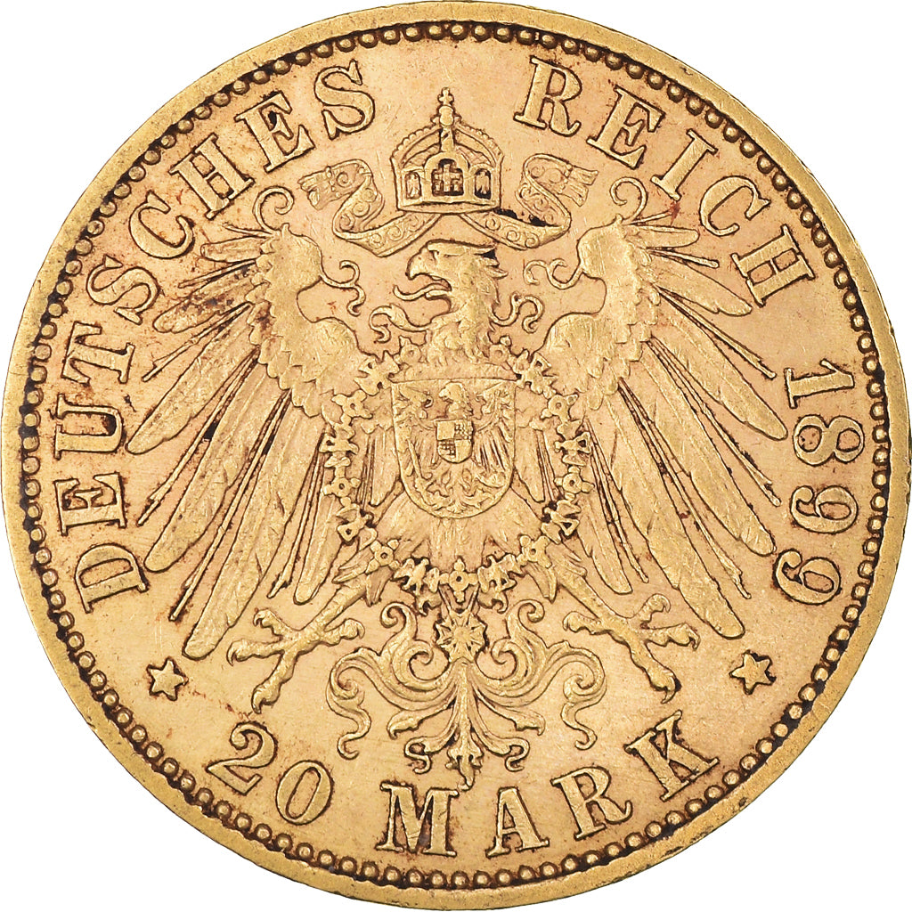Moneta, Stati tedeschi, PRUSSIA, Wilhelm II, 20 Mark, 1899, Berlin, BB, Oro